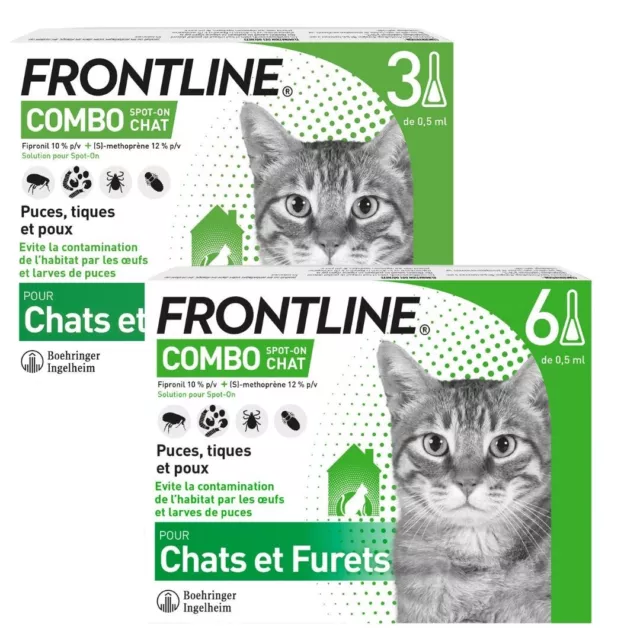 Combo¹Antiparasitaire chat furet fleas treatment tiques puces boite 3-6 pipettes