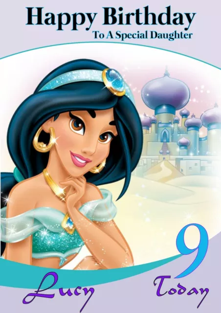 PERSONALISED BIRTHDAY CARD Princess Jasmine any name/age/relation. £2.