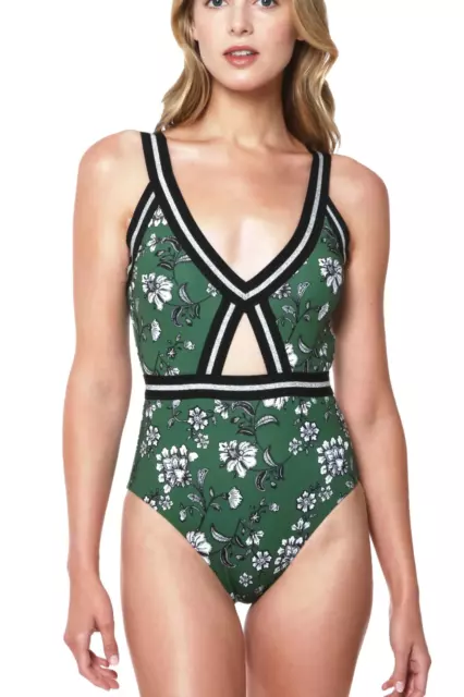 NWT SANCTUARY Balinese Beauty Cutout One Piece Swimsuit  Size L Cactus Floral