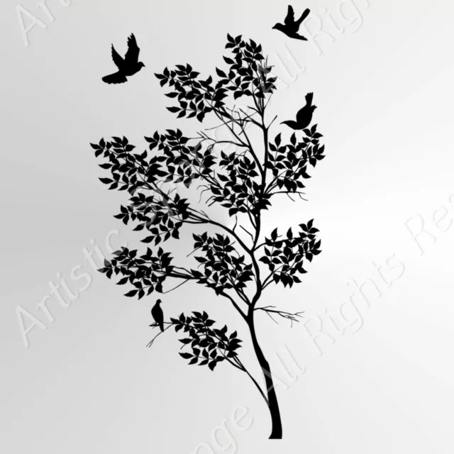 Leaves Tree Birds BIG SIZES Reusable Stencil Wall Decor Shabby Chic Nature / T35