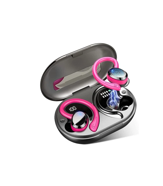 Auricolari Wireless Bluetooth 5.3 Cuffie IP7 Impermeabili Rosa Q38