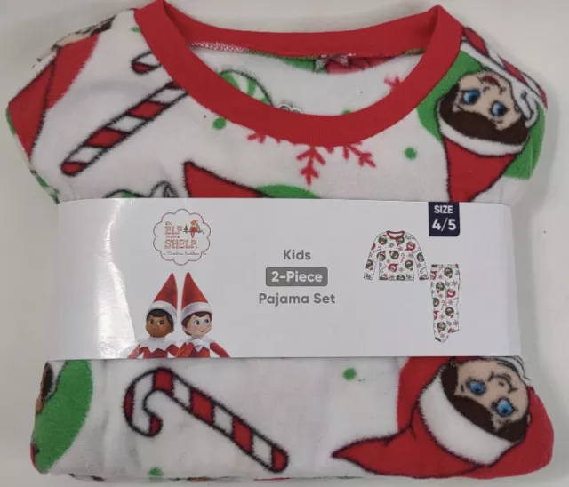 Kids 2 Piece Elf on the Shelf Fleece Pajama Set Size 4/5