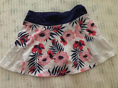 Avia Athletic Skirt Skort Girl M (7-8) Golf Tennis Attached White Shorts Floral