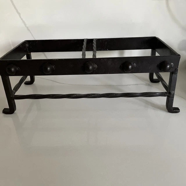 Wrought Iron Rectangular Stand, Black, Handmade, Flowers/ Aquarium, Vintage