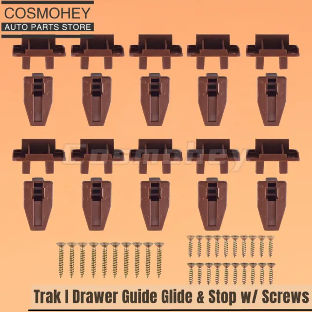 10PCS For Kenlin Rite-Trak I Drawer Guide Glide & Stop W/ Screws New