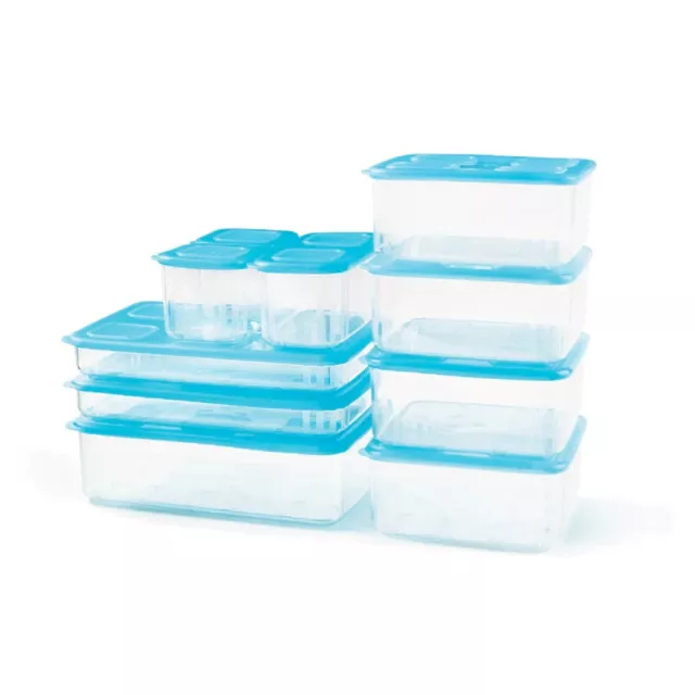 4)Tupperware Sheer Rectangle Small Container 2065A-4 & Aqua Colored Lid  2067A-5