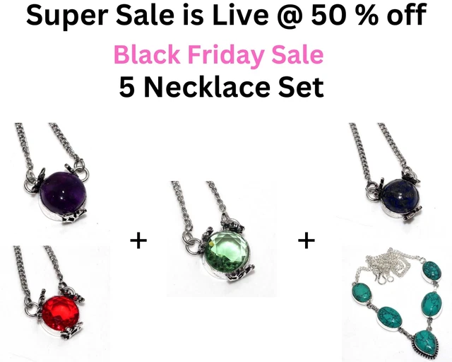 Garnet Peridot, Amethyst Fresh Stock Deals 5 Necklace Combo Set 17" GW