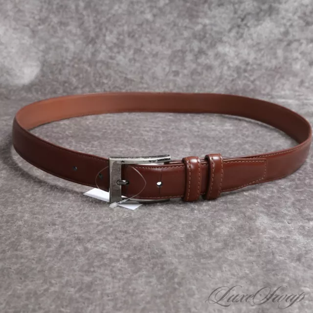 MODERN ESSENTIAL Mio Marino Chestnut Brown Leather Gunmetal Buckle Belt 36 NR