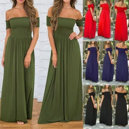Donne Fascia Boobtube Sottile Manica Corta Maxi Abito Taglie Forti 8-24