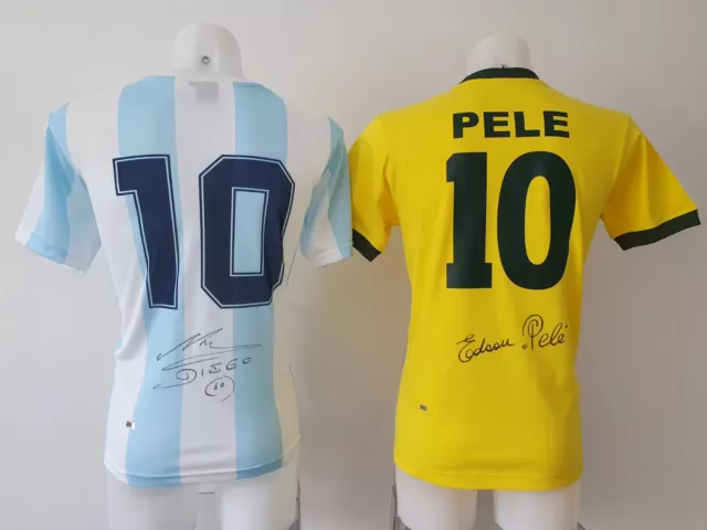 Maradona & Pele signed Brazil & Argentina World Cup shirt  jersey with COA PROOF