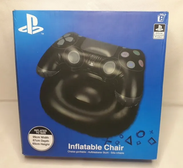 Silla inflable para jugador controlador PlayStation PS4 PS5 nueva en caja + pegatinas punzantes