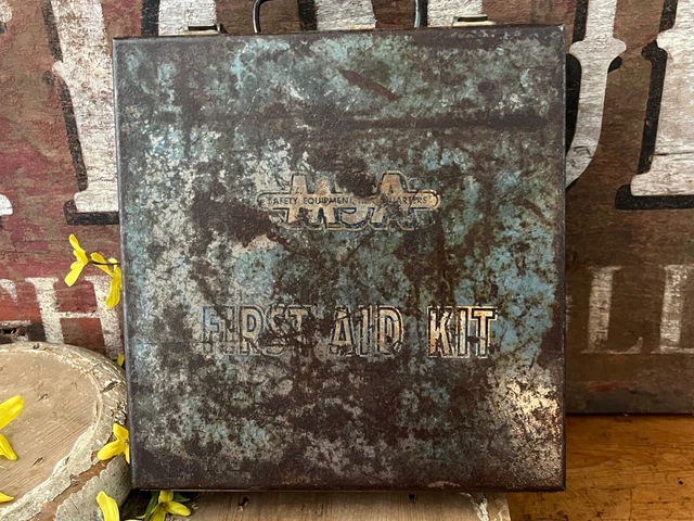 Vintage MSA First Aid Kit Metal Box Mine Safety Appliances Co. USA