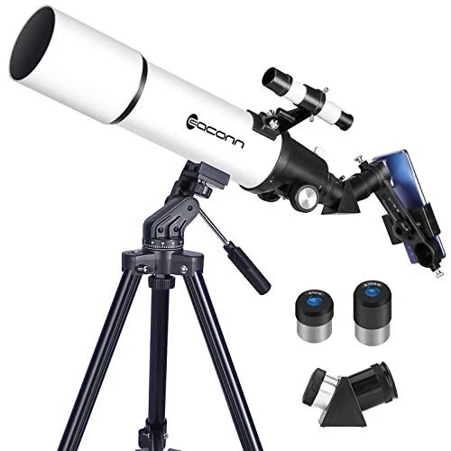 Teleskop Für Erwachsene Und Kinder, 80 Mm Öffnung, 600 Mm, Teleskop Für Erwachsene, Leistungsstark, Anfänger In Der Astronomie, Um Planeten Zu Sehen, Mit Handy-Adapter Und Mondfilter, Tragetasche