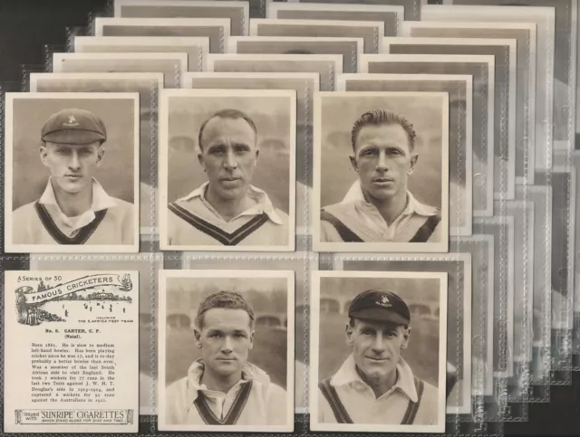 Hill (Rj)-Full Set- Famous Cricketers Inc. South African Team 1925 (L50 Cards)