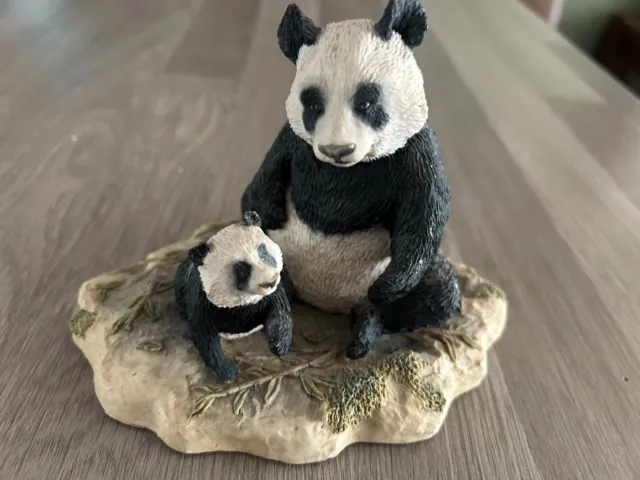 Panda Bear + Cub Figurine