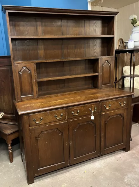 Solid Oak Two Height Display Dresser