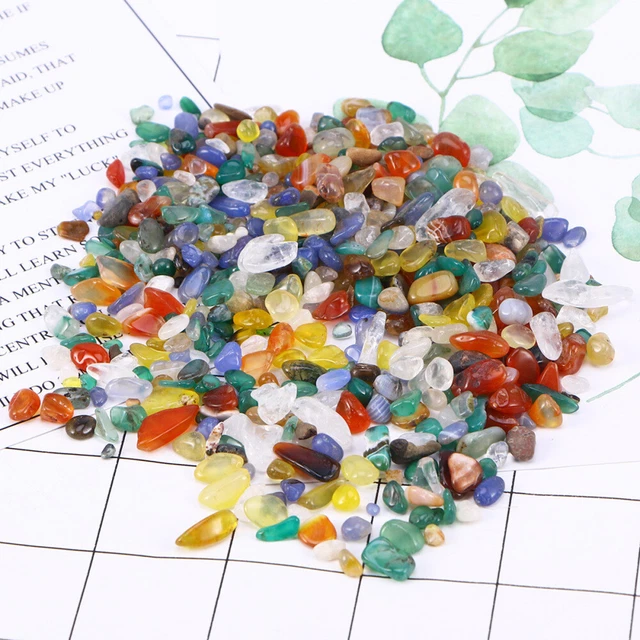2 paquetes de piedras de cristal de acuario gemas curativas trituradas