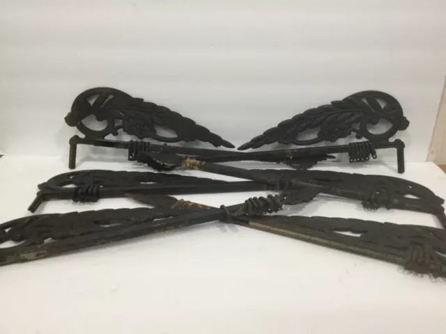 Vintage Victorian Swing Arm Cast Iron Expandable Floral Curtain Drapery Rods