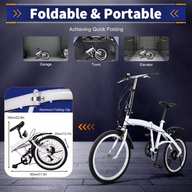 20" Folding Bike Adults Bicycle Lightweight Alloy Bicycle Folding City Bike 2