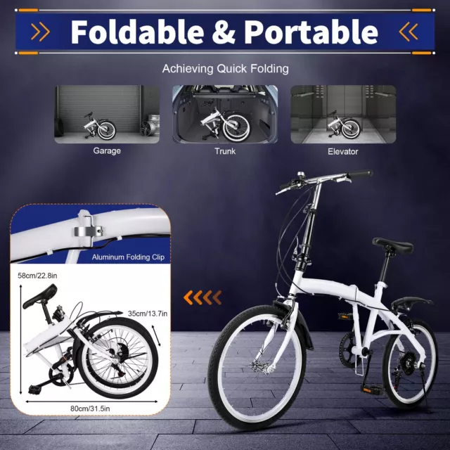 Folding Mountain Bike 20 Inch Wheels 6 Speed Bicycle Road Bike Double V Brake uk