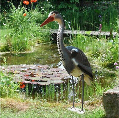 AJA Figure D'Étang Héron Cendré Figurine Oiseau Jardin de Métal Sculpture 90cm 