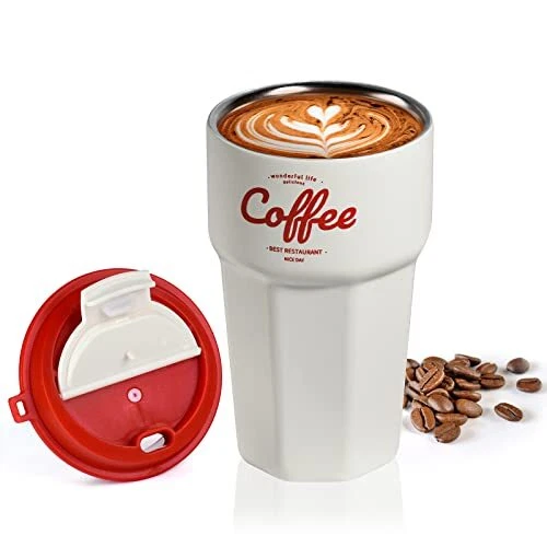 16 Oz Vacuum Sealed Steel Thermos Insulated Coffee Cup Travel Mug Spill Proof 2