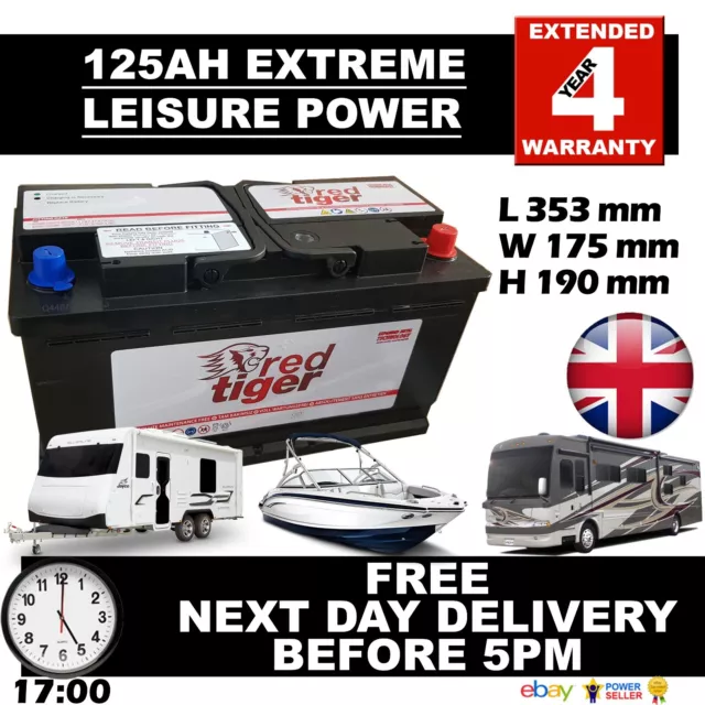 12V Sealed 125 Ah Heavy Duty Leisure Battery Caravan Boat Solar Power Marine £££