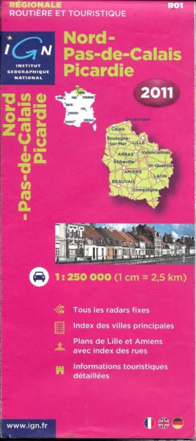 MAP OF NORD-PAS-DE-CALAIS, Picardie, France, by IGN Map #R01 $6.95 ...