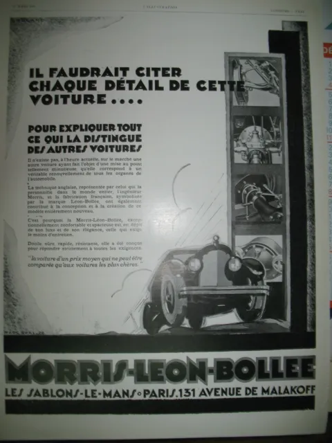 Morris-Leon-Bollée Automobile Illustration Marc Real Ad 1928 Press Release