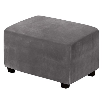 Elasticizzato Copri Pouf Rettangolare Jaquard Copertura Dell'Ottomano Morbido Pieghevole Elastico Fodera per Pouf Copri Poggiapiedi per Soggiorno-Grigio-Taglia Unica 
