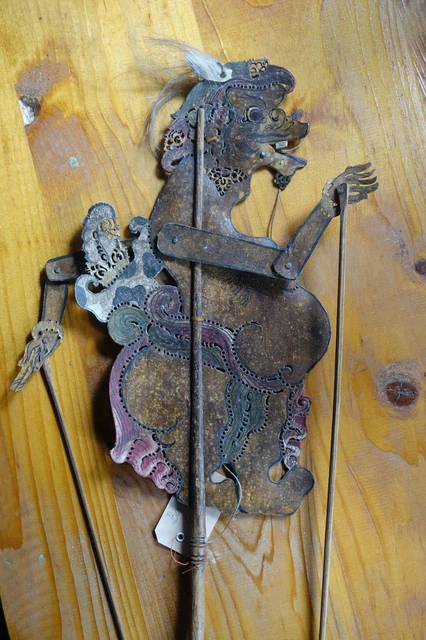 Ältere Wayang Kulit Schattenspielfigur Marionette mit Echthaar,BALI - Indonesien