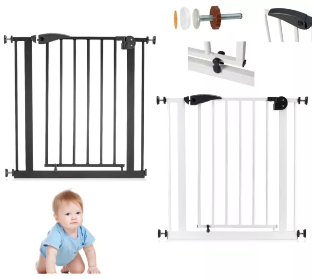 Pressure Fit DOG Gate Auto Close Pet Gate White Black 76cm-120cm