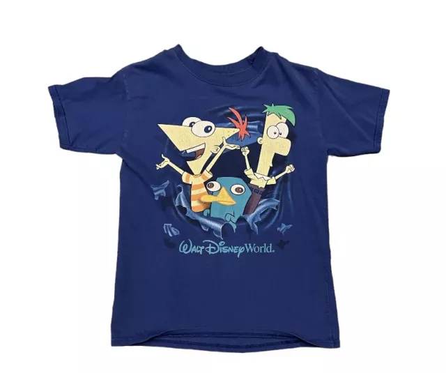 Disney Phineas & Ferb T-Shirt Youth Size medium Blue Kids