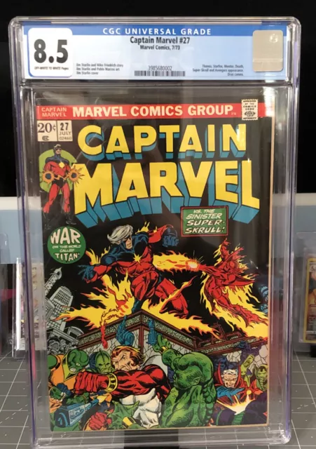 CAPTAIN MARVEL #27 KEY 1st FULL STARFOX (EROS) 2nd DRAX, 3rd Thanos CGC 8.5