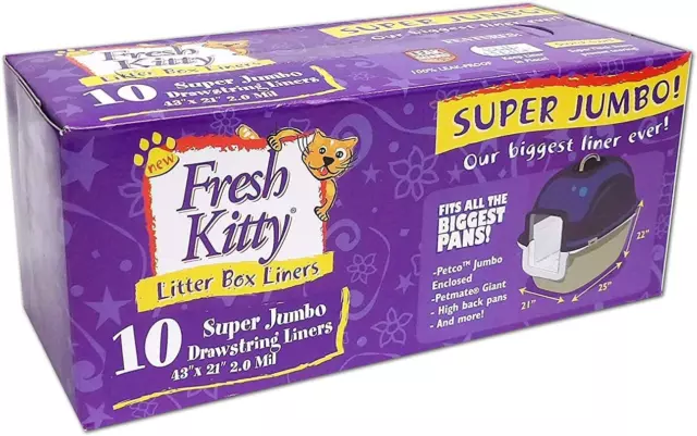 10 Count Fresh Kitty Litter Box Liners Super Thick, Durable, Easy Clean up Jumbo