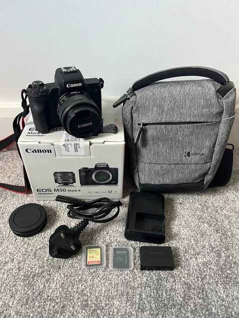 Canon EOS M50 Mark II Digital Camera + 128GB SD Card + Carry Bag Mint Condition