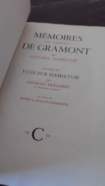 Mémoires du Comte de Gramont - Antoine Hamilton - 1950