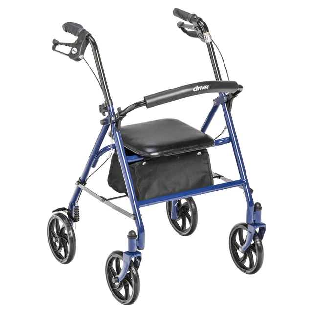 Drive Medical Four Wheel Rollator Rolling Walker,Fold Up Removable Back Support