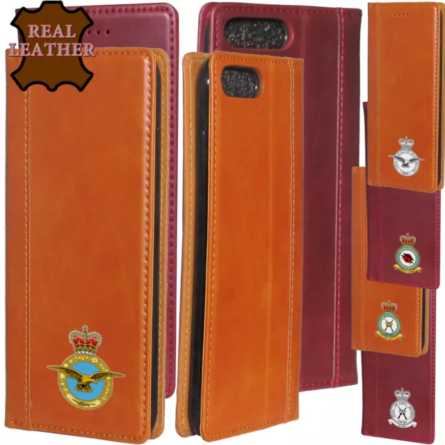 RAF Real Leather Phone Case Wallet Apple iPhone 7 8 plus X Crest Badge Regiment