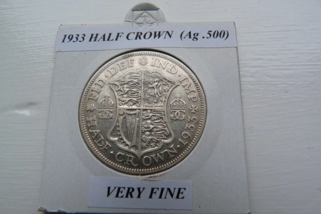 VERY FINE? 1933 HALF CROWN  (Silver .500)  George V pre 1947