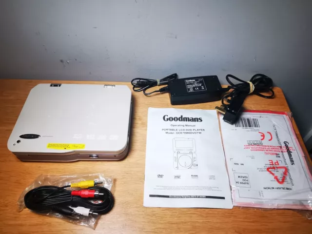 Goodman's Portable DVD Player GCE70W6DVDTW Working With PSU, Manual Etc (C)