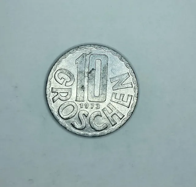 Austria 10 Groschen Coin 1973 - Nice Coin - Great Gift Idea Coin Collector -