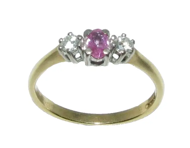 Damen/Damen 18ct/18 Karat Gelbgold Diamant & Rubin Trilogie Ring Gr. N 1/2