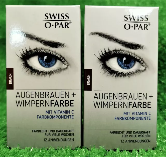 2x Swiss o Par AUGENBRAUENFARBE + WIMPERNFARBE SET  BRAUN- dauerhaft farbecht!