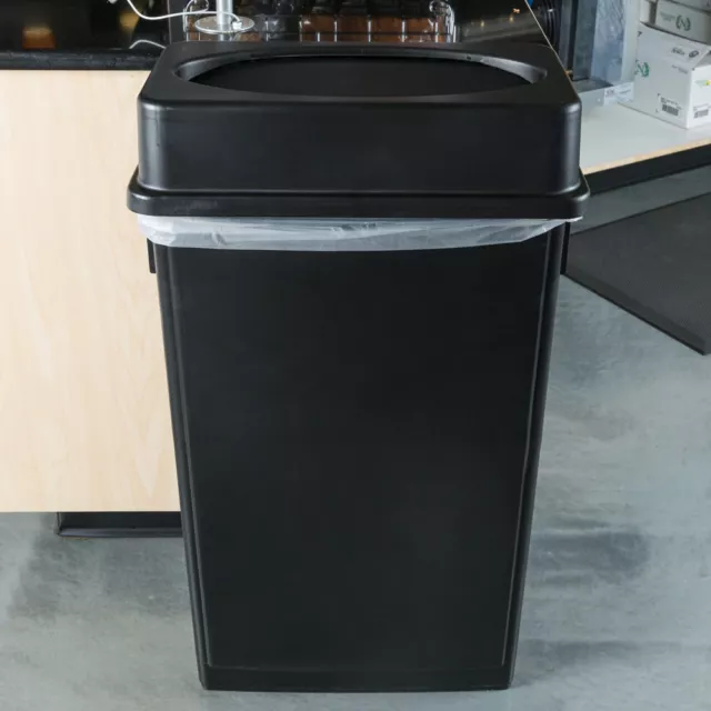 23 Gallon Heavy-Duty Black Plastic Slim Restaurant Kitchen Trash Can with Lid