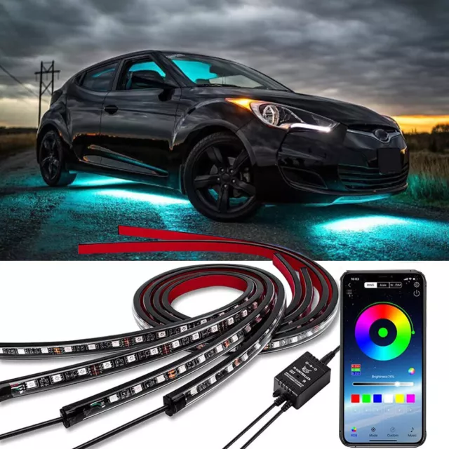 6Pcs Car Underglow Strip Flowing LED RGB Neon Light For Hyundai Genesis Coupe