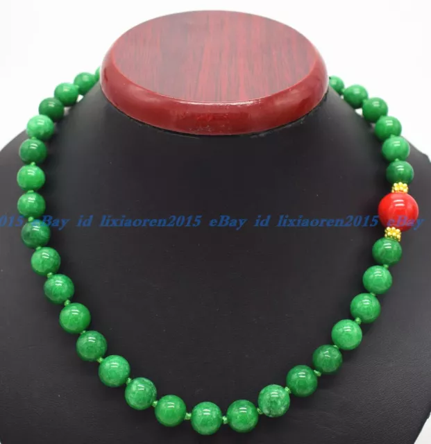 Natural Beautiful 10mm Green Jade Gemstone Round Beads Necklace 16-36" AAA