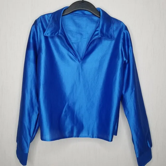 Royal Blue Child Small & Medium Dance Blouse Shirt Costume Unisex New