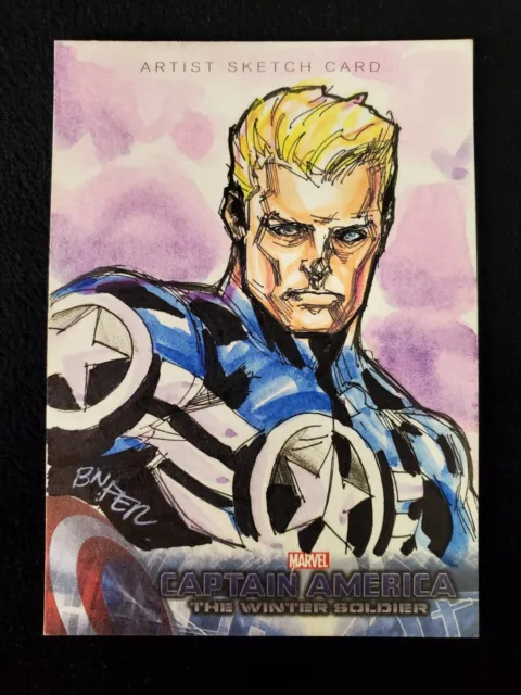 Captain America 2012 Marvel Sketch Card by Bnfer Flores Avengers Steve Rogers