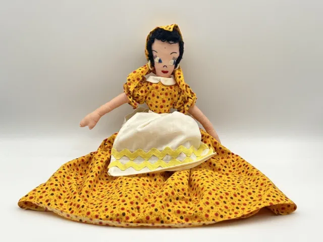 Vintage Handmade Girl Doll Toaster Cover Yellow Red Purple Flower Dress 2 Slice